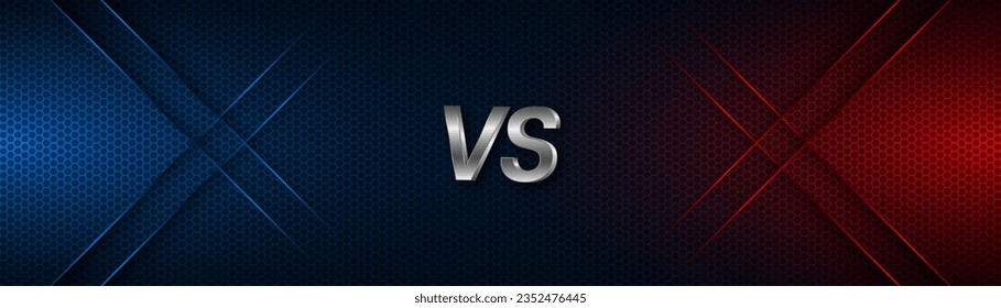 Versus between red and blue on dark background. Background concept for gaming and other competitions with empty space for design. Letter VS for a two-team match.	