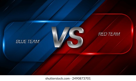 Versus between red and blue on dark background. Background concept for gaming and other competitions with empty space for design. Letter VS for a two-team match.	