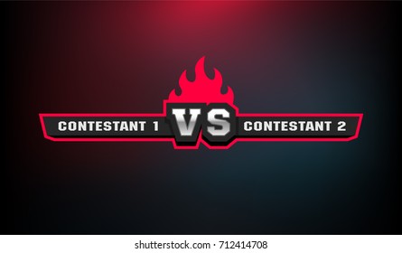 Versus Board. V.S. symbol and place for text on a dark background.