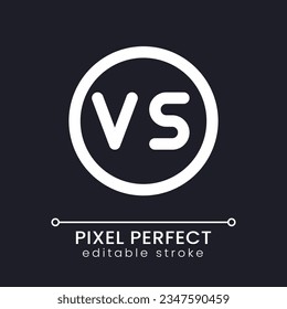 Versus button pixel perfect white linear ui icon for dark theme. Confrontation online. Vector line pictogram. Isolated user interface symbol for night mode. Editable stroke. Poppins font used