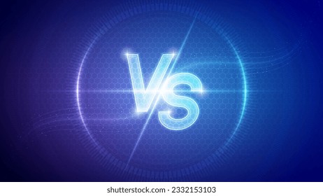 Versus Challenge Competition Contest Fight VS Symbol Futuristic Hologram Neon Glow Translucent Backdrop Background Illustration