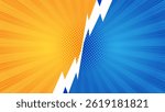 Versus comic background. Vs comic book clash frames. Versus concept background with yellow and blue split lightning