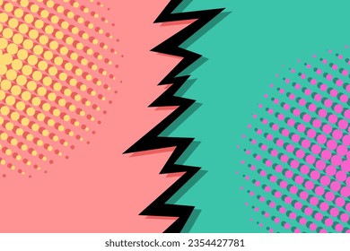 Versus comic book background. Vector backdrop in retro pop art style. Banner split into two parts.