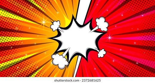 Versus comic book clash frame with text speech bubble.