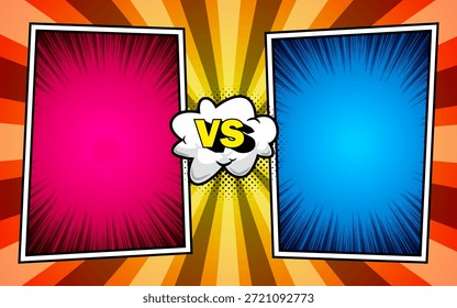 Versus marco de cómic para escenas de combate de dibujos animados dinámicos. Adecuado para ilustraciones de cómics, escenas de lucha, gráficos de juegos y proyectos de animación.
