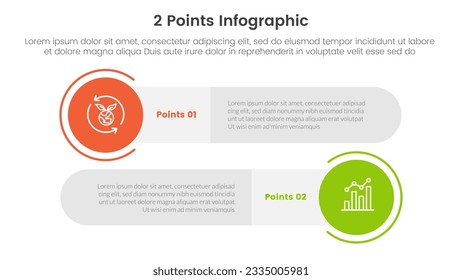 versus or compare and comparison concept for infographic template banner with big circle and long rectangle round shape with two point list information vector