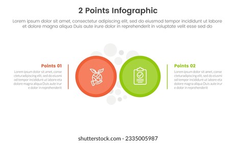 o comparar y comparar el concepto para banner de plantilla infográfica con círculo grande lado a lado con dos vectores de información de lista de puntos