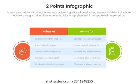 versus or compare and comparison concept for infographic template banner with big table box and circle shape badge with two point list information