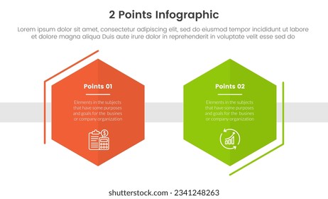 versus or compare and comparison concept for infographic template banner with honeycomb shape decoration with two point list information