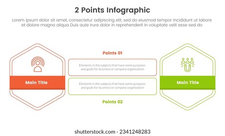 versus or compare and comparison concept for infographic template banner with honeycomb shape and rectangle shape description with two point list information