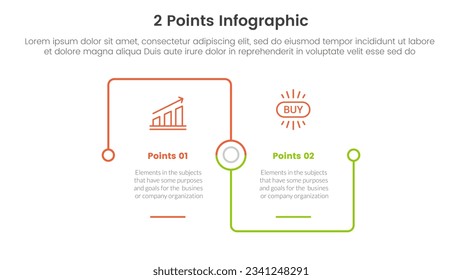 comparando o comparando el concepto para el banner de la plantilla infográfica con la base cuadrada de conexión vinculada al contorno cuadrado con dos información de la lista de puntos