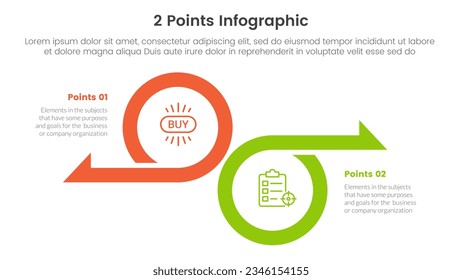 o comparar y comparar el concepto para el banner de plantilla de infografía con círculo grande y dirección opuesta con información de lista de dos puntos