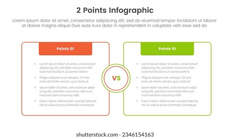 versus or compare and comparison concept for infographic template banner with box opposite outline with header with two point list information