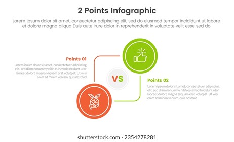 versus or compare and comparison concept for infographic template banner with big circle circular and connection with two point list information
