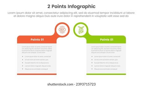 versus or compare and comparison concept for infographic template banner with big box table with bubble circle header badge with two point list information