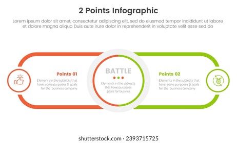 versus or compare and comparison concept for infographic template banner with circle center and round outline rectangle for description with two point list information