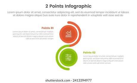 versus or compare and comparison concept for infographic template banner with vertical circle stack wave with two point list information