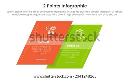 versus or compare and comparison concept for infographic template banner with skewed square shape with two point list information