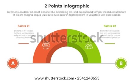 versus or compare and comparison concept for infographic template banner with half circle divided with two point list information