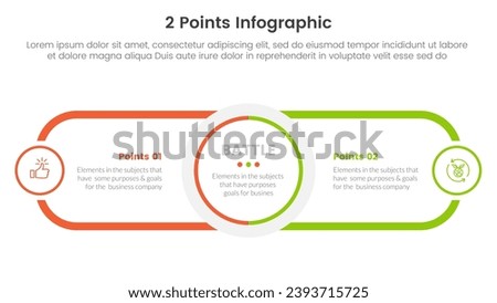 versus or compare and comparison concept for infographic template banner with circle center and round outline rectangle for description with two point list information