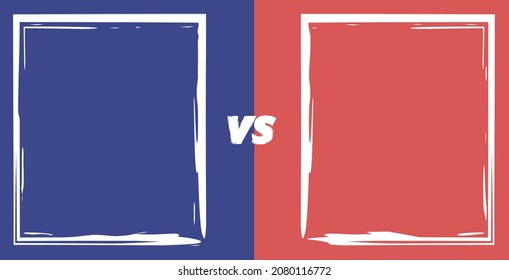 Versus comparison background. Vs template. Decorative battle cover with frames. Vector color illustration with divider and copy space for contestantes. 