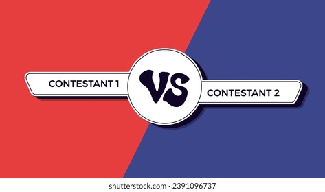 Versus comparison blank. Vs poster. Battle cover with emblem and empty banner for contestants names. Vector illustration with divider and copy space.