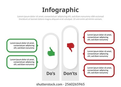 Versus Comparison Infographic, Dos and Don'ts, Pros and Cons for Organized Visual Communication