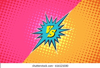 Versus duel fighting comic style vector background. Battle vs fashion slag banner