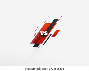 Versus duel headline. Battle red vs blue team frame, game match competition and teams confrontation. Vs challenge logo, team combat fight duel headline isolated vector illustration