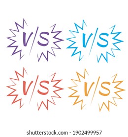 Frente a los signos vectoriales de lucha. Conjunto de logotipos de batalla de Vs