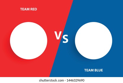 Versus fighting with template team red, team blue. Flat design