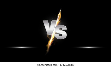 Versus fire battle. MMA concept - fight night, MMA, boxing, wrestling, Thai boxing. VS of metal letters with light fire and glow. Versus battle vector