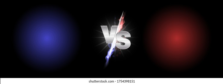 Versus fire battle. MMA concept - fight night, MMA, boxing, wrestling, Thai boxing. VS of metal letters with light fire and glow. Versus battle vector