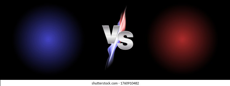 Versus fire battle. MMA concept - fight night, MMA, boxing, wrestling, Thai boxing. VS of metal letters with light fire and glow. Versus battle vector