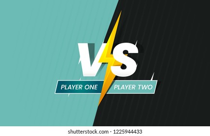 Versus frame. Vs duel battle, boxing confrontation screen and fight comparison background with fighting lightning. Sports match fighting confrontation challenge advertising logo vector concept