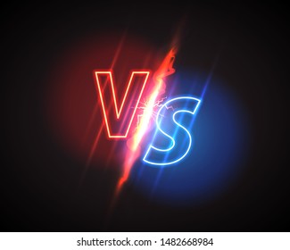 Versus game cover, neon banner sport vs, team concept. Vector illustration background