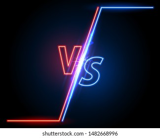 Versus game cover, neon banner sport vs, team concept. Vector illustration background