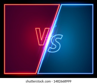 Versus game cover, neon banner sport vs, team concept. Vector illustration background