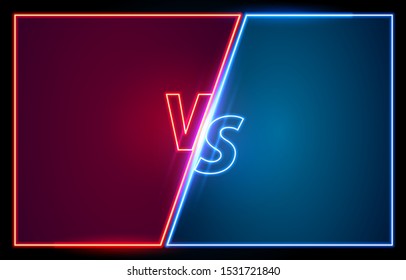 Versus game cover, neon banner sport vs, team concept. Vector illustration background