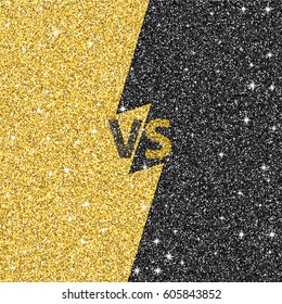 Versus Glitter Letters. Black And Gold VS Text. Vector Illustration