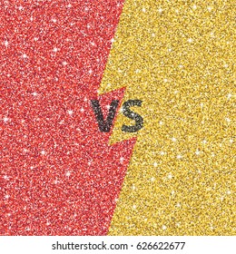 Versus Glitter Letters. Red And Gold VS Text. Vector Illustration