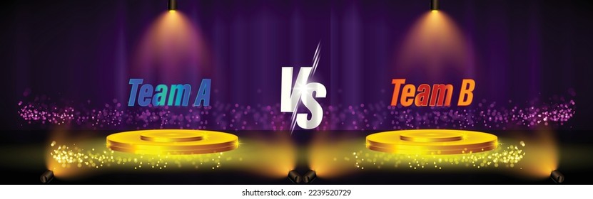Versus Golden podium template for competition with copy space vector illustration
