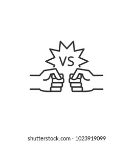 versus icon , fighting gesture linear style , vector illustration