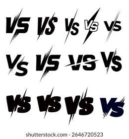 Versus icon set featuring bold "VS" letter designs and battle-themed symbols. A dynamic vector collection perfect for competitions, ga
