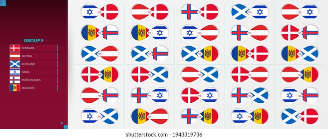 Versus icon set of Football Competition, Group F collection. Vector illustration.