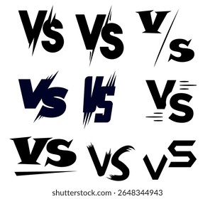 Versus Icons Set – VS Letter Symbols and Battle Icon Collection in Vector Format