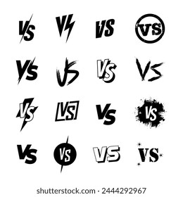 Versus icons. Versus icons set. VS letters set. Battle icons.