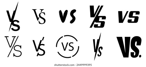 Versus icons set. VS letters. Battle icons. Vector illustration isolated on white background
