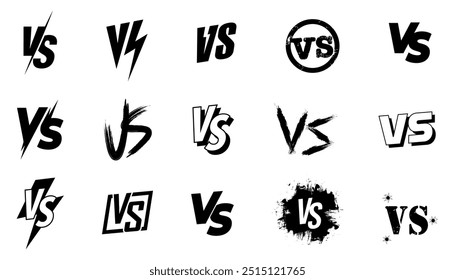 Im Gegensatz zu Symbolen. Im Gegensatz zu Symbolen festgelegt. VS-Buchstaben gesetzt. Kampfsymbole. Vektorgrafik