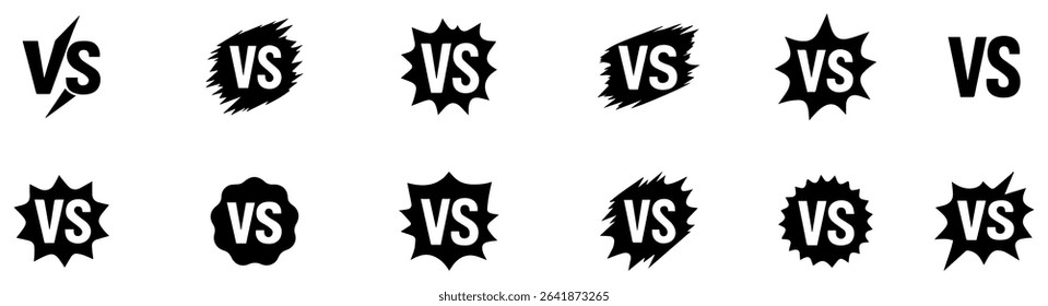 Versus icons set. VS letters set. Battle icons. Set of versus logo letters. VS or versus symbol design template for sports, fight, competition, battle, match, game. 